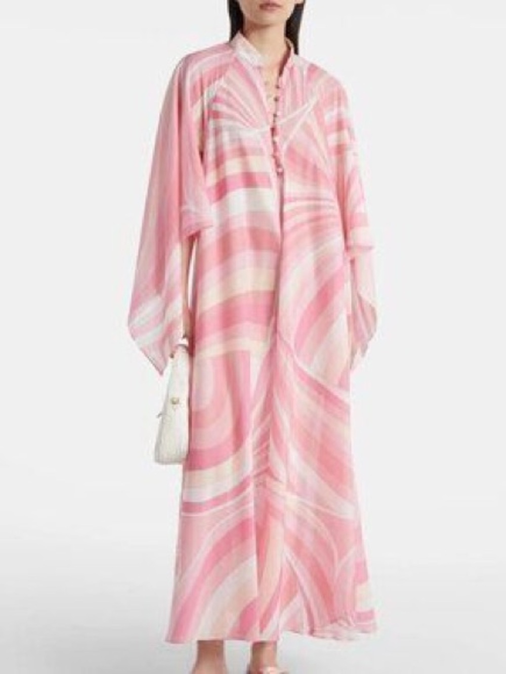 Emilio Pucci Pink and Cream Swirl Maxi Kaftan